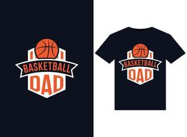 illustrations de papa de basket-ball pour la conception de t-shirts prêts à imprimer vecteur