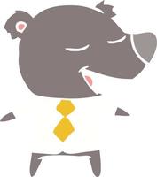 ours de dessin animé de style plat couleur portant chemise et cravate vecteur