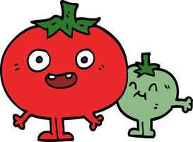 dessin animé doodle heureux tomates vecteur