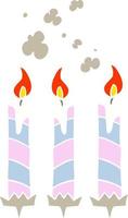 illustration en couleur plate d'un dessin animé bougies de gâteau d'anniversaire vecteur