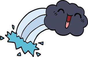 dessin animé doodle nuage de pluie arc-en-ciel vecteur
