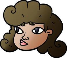 dessin animé doodle visage féminin vecteur