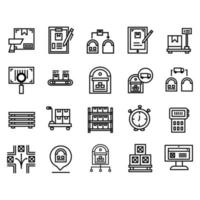 gestion d'entrepôt, inventaire, jeu d'icônes de style de ligne. icônes modifiables vecteur