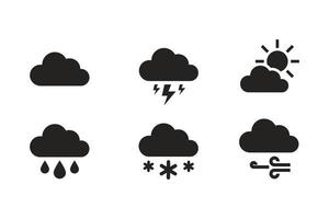 nuages dans différents temps, saison, jeu d'icônes. lignes avec traits modifiables vecteur