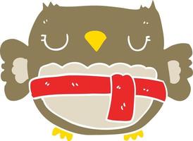 hibou de dessin animé de style plat couleur vecteur