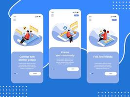 ensemble d'écrans de bienvenue sur les réseaux sociaux vecteur