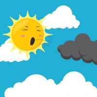 Cartoon illustration du soleil soufflant les nuages vector illustration eps10