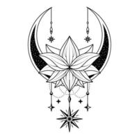création de logo de lotus floral monochrome pour tatouage d'entreprise ou d'entreprise vecteur