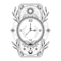 logo d'illustration florale de l'heure de l'horloge antique silhouette vecteur