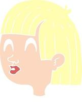 illustration en couleur plate d'un visage féminin de dessin animé vecteur