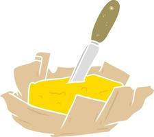 plat couleur style dessin animé traditionnel pat de beurre avec couteau vecteur