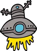 dessin animé doodle vaisseau spatial extraterrestre vecteur