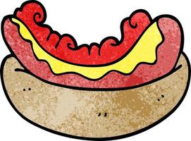 dessin animé doodle hot-dog dans un petit pain vecteur