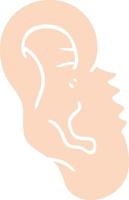 illustration en couleur plate d'une oreille humaine de dessin animé vecteur