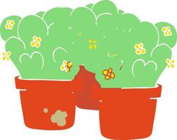 illustration en couleur plate d'un dessin animé de plantes en pot vecteur