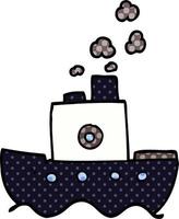 bateau à vapeur doodle dessin animé vecteur