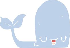 baleine heureuse de dessin animé de style couleur plat vecteur