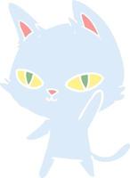 chat de dessin animé de style plat couleur agitant vecteur
