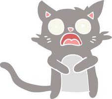 chat horrifié de dessin animé de style plat couleur vecteur