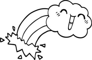dessin au trait dessin animé nuage de pluie arc en ciel vecteur