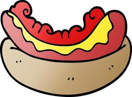 dessin animé doodle hot-dog dans un petit pain vecteur