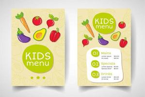 menu de restaurant de fruits et légumes pour enfants vecteur