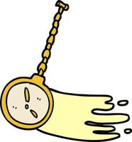 dessin animé doodle montre en or balançant vecteur