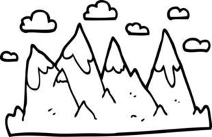 dessin au trait dessin animé chaîne de montagnes vecteur