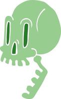 dessin animé doodle crâne vert vecteur