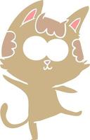 chat de dessin animé de style plat couleur heureux dansant vecteur