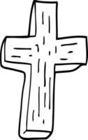 dessin au trait dessin animé croix en bois vecteur