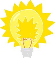 illustration en couleur plate d'une ampoule de dessin animé qui brille vecteur