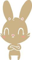 lapin de dessin animé mignon style plat couleur vecteur