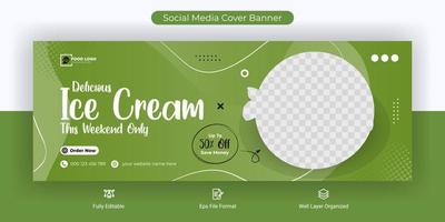 modèle de publication de bannière de couverture de médias sociaux de crème glacée vecteur