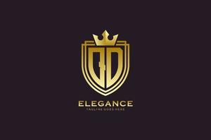 logo monogramme de luxe élégant initial qd ou modèle de badge avec volutes et couronne royale - parfait pour les projets de marque de luxe vecteur