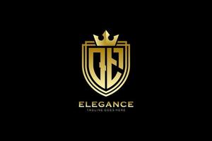 logo monogramme de luxe élégant initial qt ou modèle de badge avec volutes et couronne royale - parfait pour les projets de marque de luxe vecteur