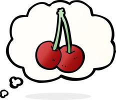 cerises de dessin animé avec bulle de pensée vecteur