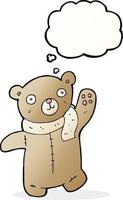 ours en peluche dessin animé mignon avec bulle de pensée vecteur