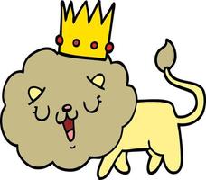lion de dessin animé avec couronne vecteur