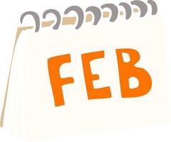 calendrier de doodle de dessin animé montrant le mois de février vecteur