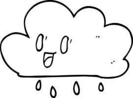 dessin au trait dessin animé heureux nuage gris vecteur