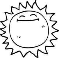 dessin au trait dessin animé soleil brillant vecteur