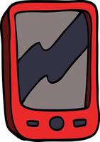 dessin animé doodle d'un téléphone mobile rouge vecteur