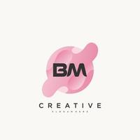 bm lettre initiale logo icône éléments de modèle de conception avec vague colorée vecteur