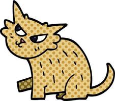 dessin animé doodle chat sournois vecteur
