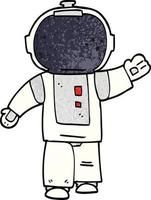 dessin animé doodle astronaute marchant vecteur