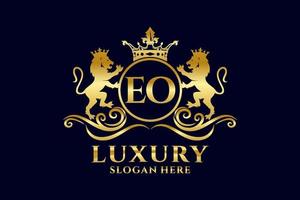 modèle de logo de luxe royal lion lettre initiale eo dans l'art vectoriel pour les projets de marque de luxe et autres illustrations vectorielles.