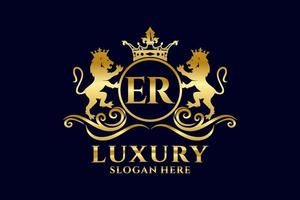 modèle de logo de luxe royal lion lettre initiale er dans l'art vectoriel pour les projets de marque de luxe et autres illustrations vectorielles.