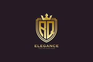logo monogramme de luxe élégant initial rq ou modèle de badge avec volutes et couronne royale - parfait pour les projets de marque de luxe vecteur