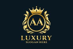 modèle initial de logo de luxe royal lettre aa dans l'art vectoriel pour les projets de marque luxueux et autres illustrations vectorielles.